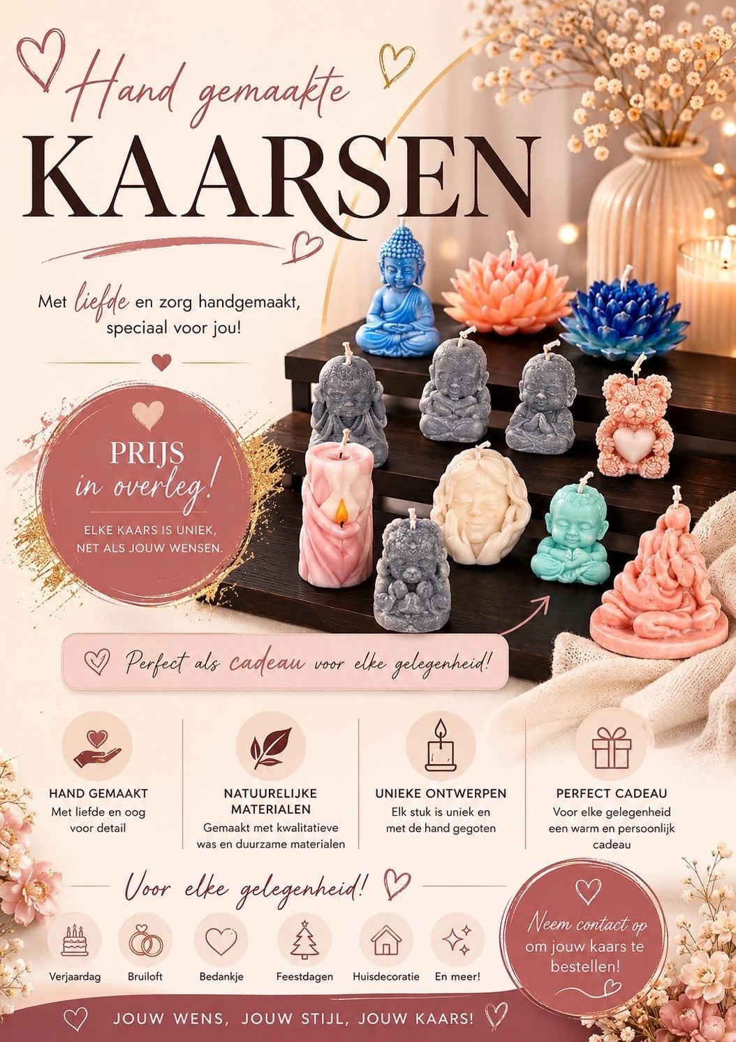 Handgemaakte Kaarsen - Uniek en Persoonlijk Cadeau, Ophalen, Meerkleurig, Overige merken, Kaars