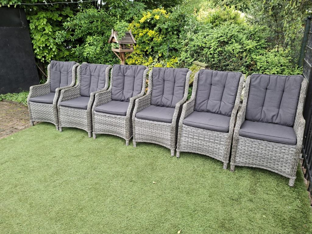 6 prachtige luxe wicker tuinstoelen, Tuin en Terras, Tuinstoelen, Ophalen, Zo goed als nieuw, Wicker