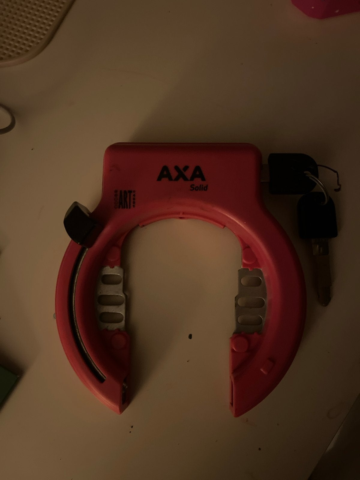 AXA Solid Ringslot - Roze, met sleutels, Fietsen en Brommers, Fietsaccessoires | Fietssloten, Ophalen, Nieuw, Overige fietssloten