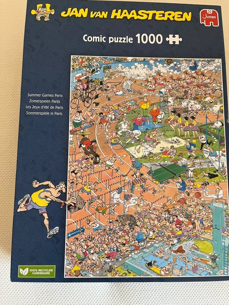 Van Haasteren puzzel 1000 stuks Zomerspelen Parijs, Ophalen of Verzenden, 500 t/m 1500 stukjes, Zo goed als nieuw, Legpuzzel