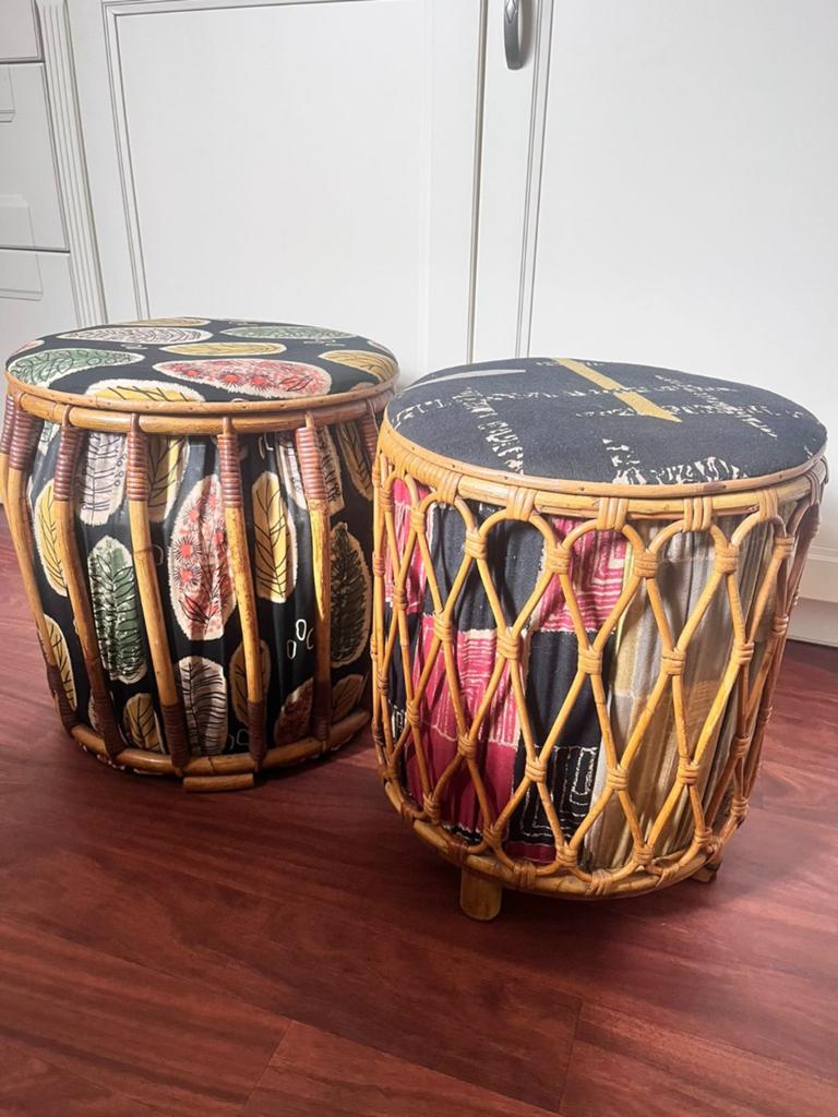 Set handgemaakte rotan poefen, Ophalen