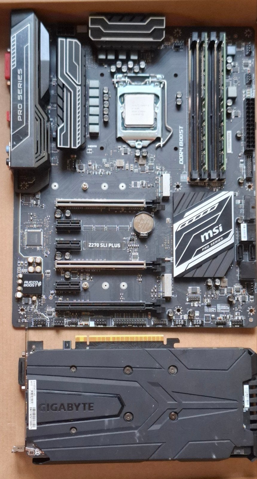 MSI Z270 SLI PLUS + GPU 4gb + i5 6400  CPU + 8gb DDD4 Ram, Computers en Software, Gebruikt, DDR4, Ophalen of Verzenden, Intel 1151