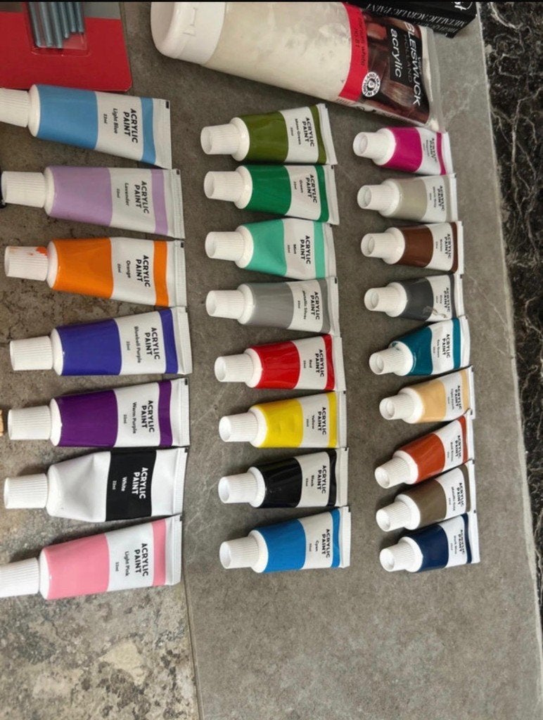 Schilderspullen en doek, Ophalen, Zo goed als nieuw, Acrylverf