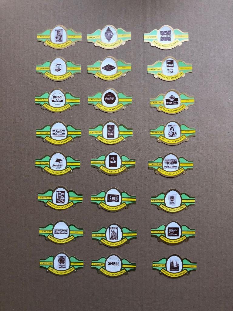 24 emaille reclameborden sigarenbandjes. In perfecte staat., Verzamelen, Ophalen of Verzenden, Gebruikt, Gebruiksvoorwerp