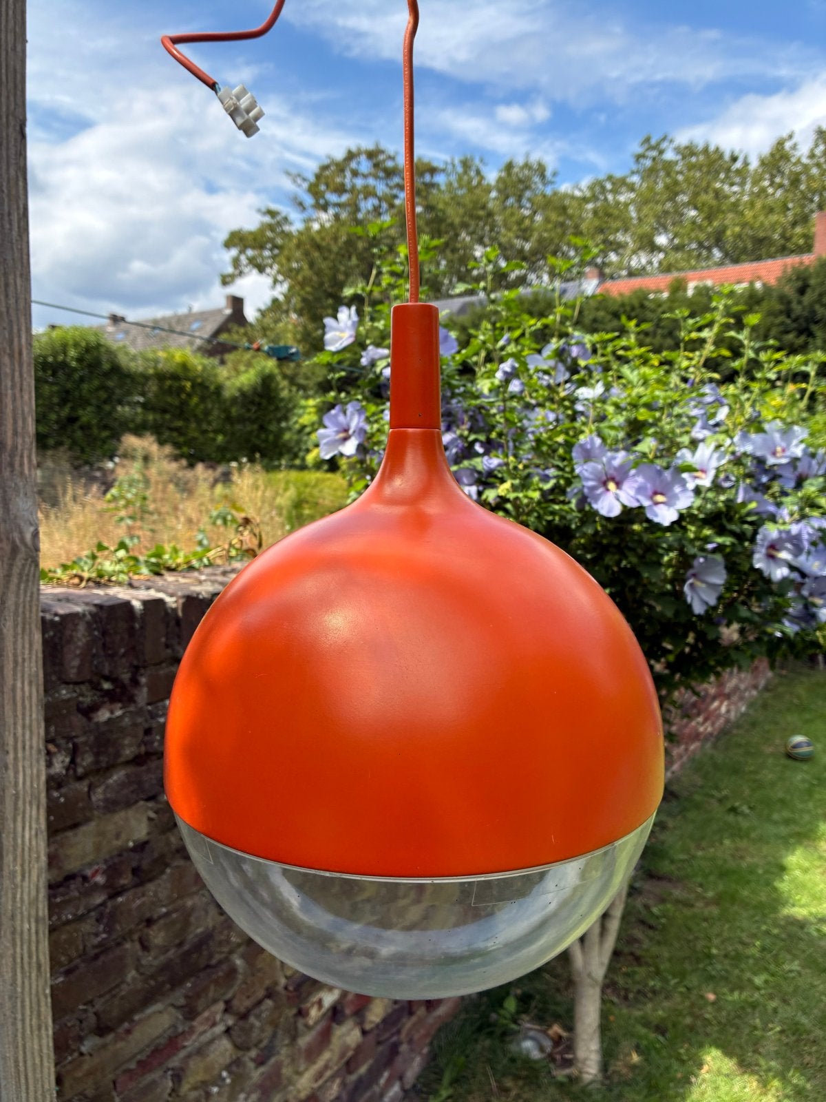 IKEA VÄSTER Hanglamp Oranje/Chroom - Vintage Design, Gebruikt, Oranje, Vintage, Ophalen