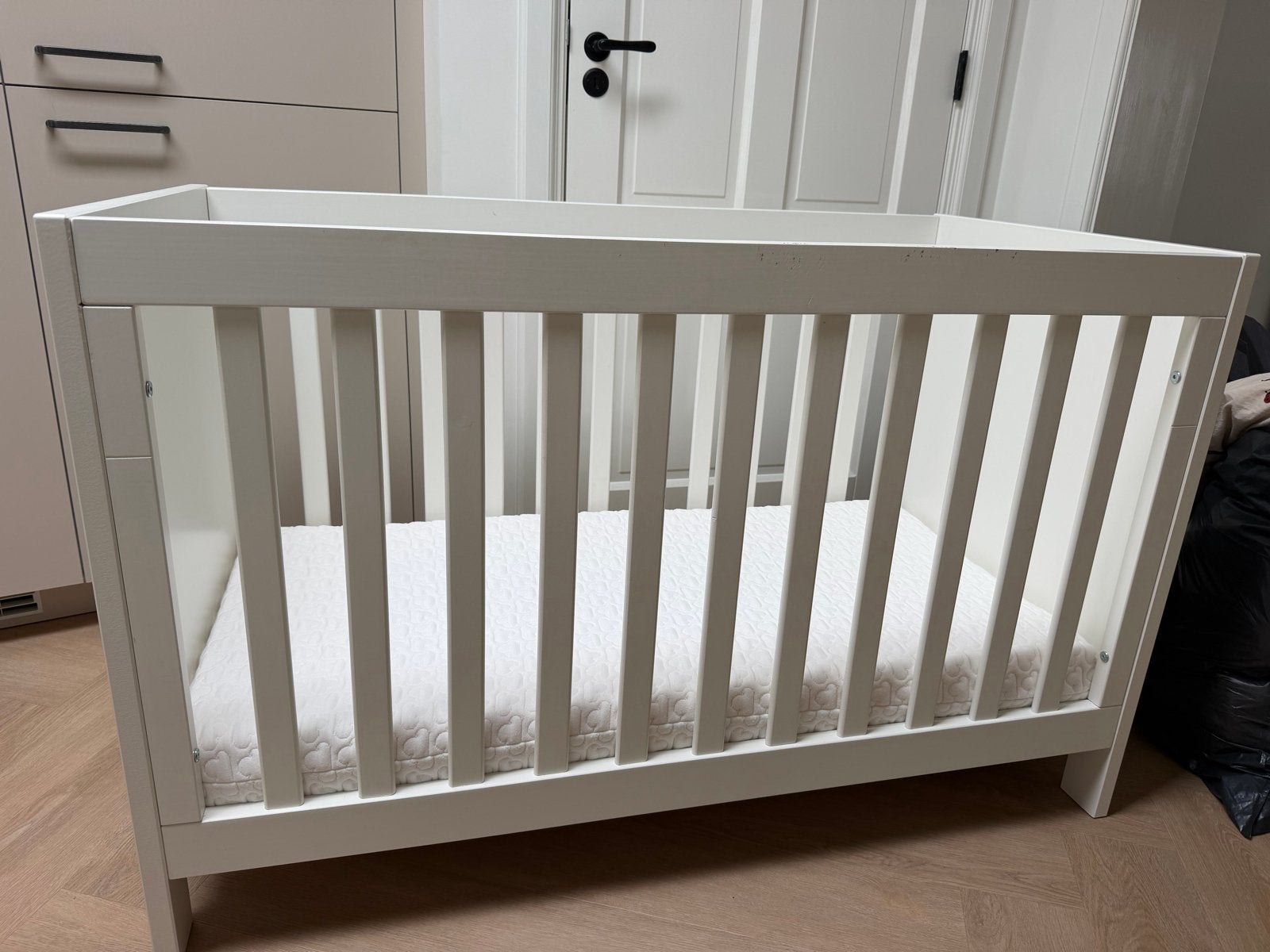 Bopita Ledikant 60x120 cm met Aerosleep matras en dekbed, Ophalen, Wit, 190 cm of minder, Hout