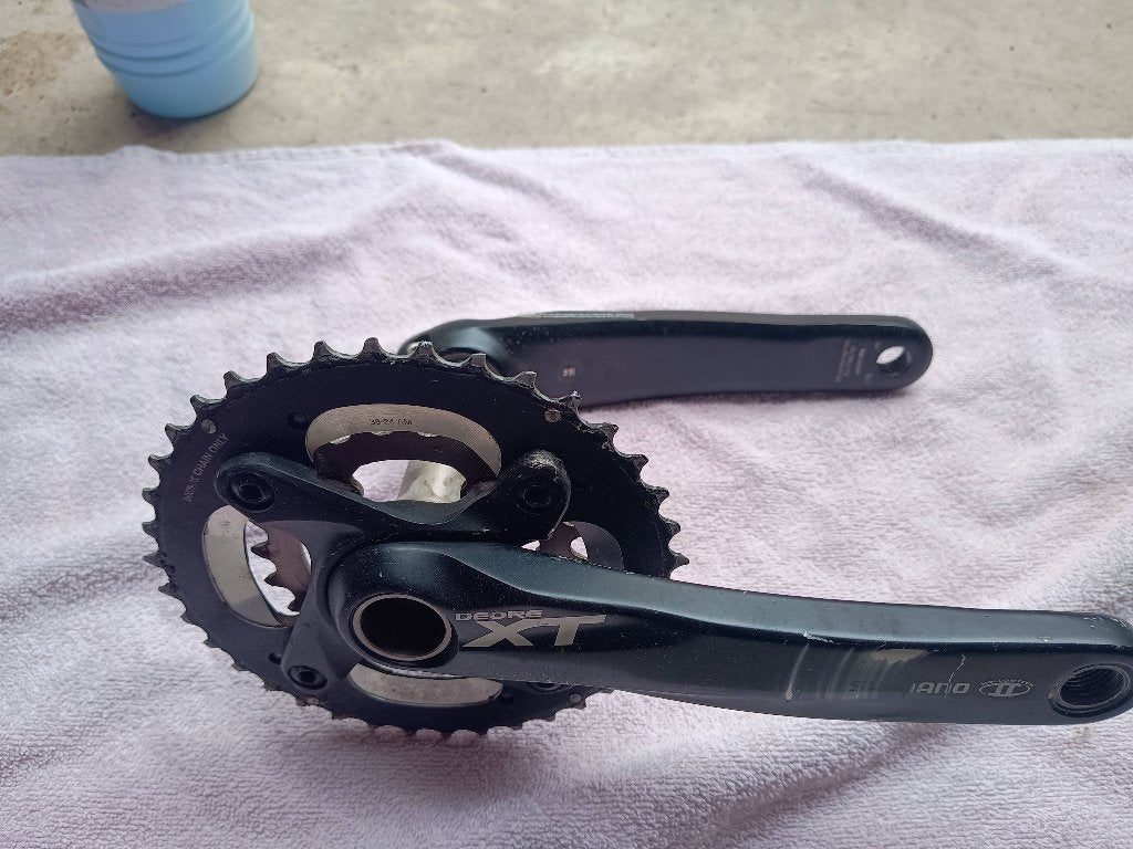 Crankset Shimano XT 2x 10 speed, Crankstel of Pedalen, Gebruikt, Ophalen of Verzenden, Aluminium
