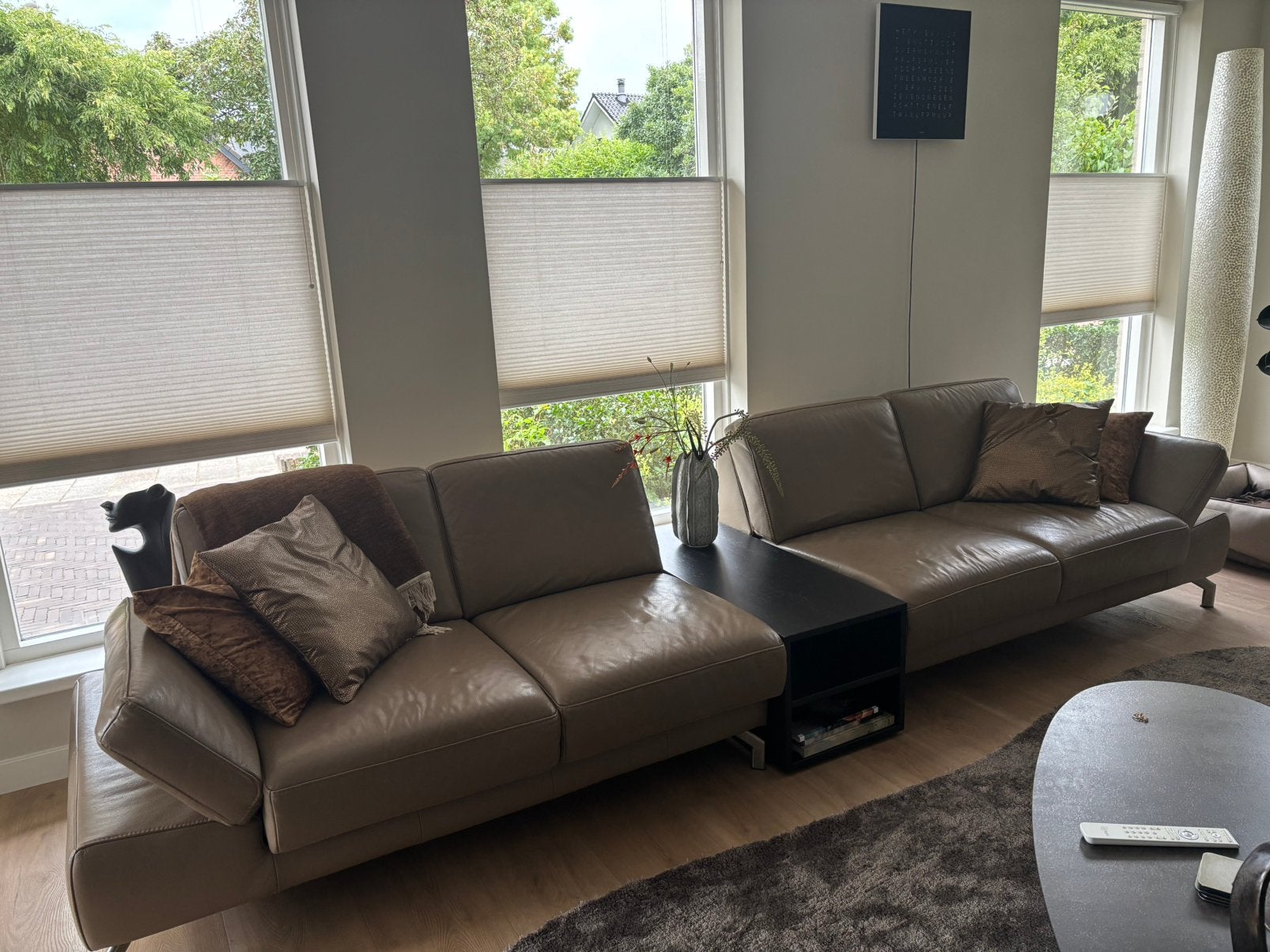 4zits leren bank Henders en Hazel met open kast ertussen., Huis en Inrichting, Ophalen, Zo goed als nieuw