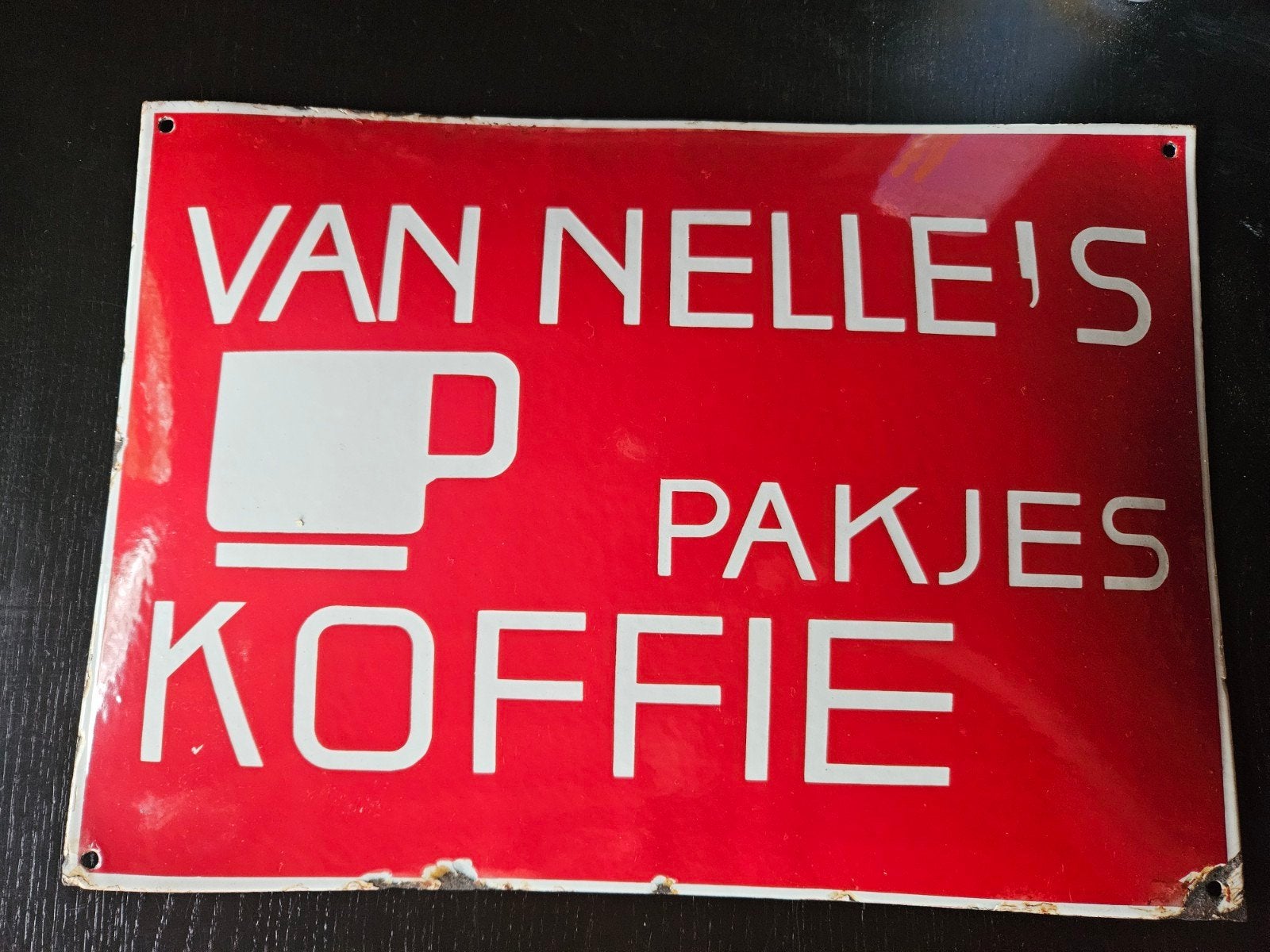 Emaille reclamebord Van Nelle Koffie, Ophalen of Verzenden, Gebruikt, Reclamebord