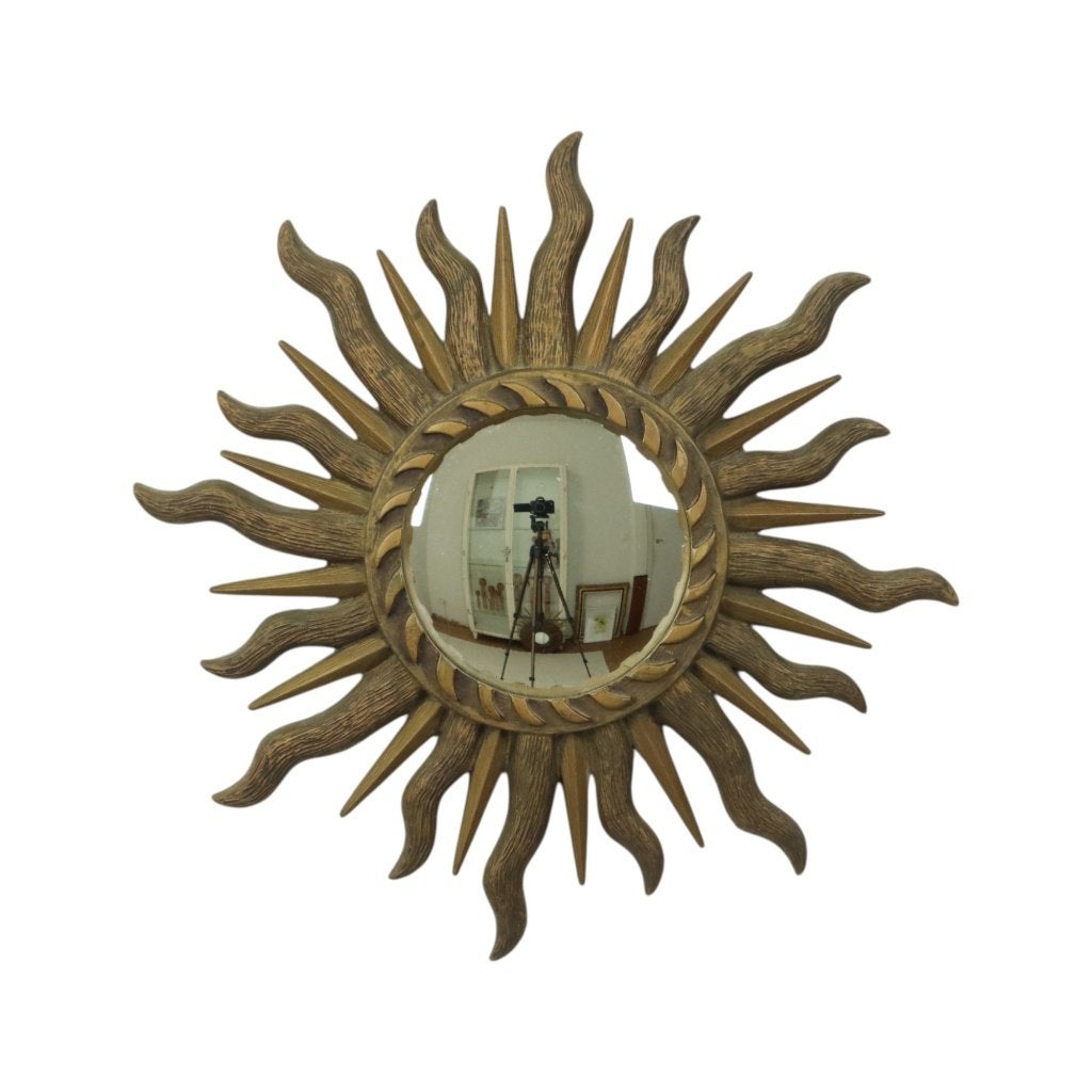 Sixties Sunburst Butler Spiegel Zonnespiegel Bol Glas Hars 4, Minder dan 50 cm, Gebruikt, Rond, Ophalen of Verzenden