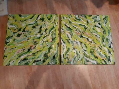 O53 2 abstracte schilderijen, Ophalen of Verzenden