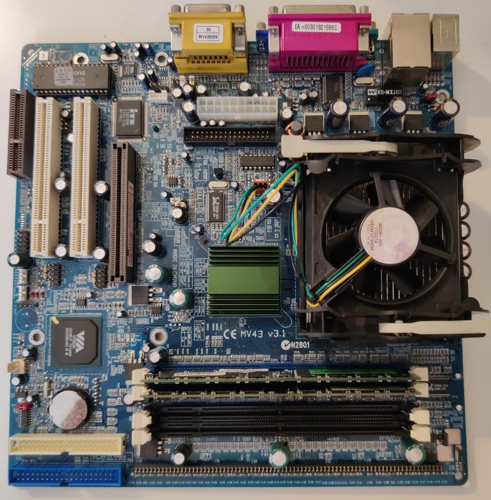 Shuttle MV43V v3.1, Socket 478, VIA P4M266, 2GHz, 256Mb, Ophalen of Verzenden, Shuttle