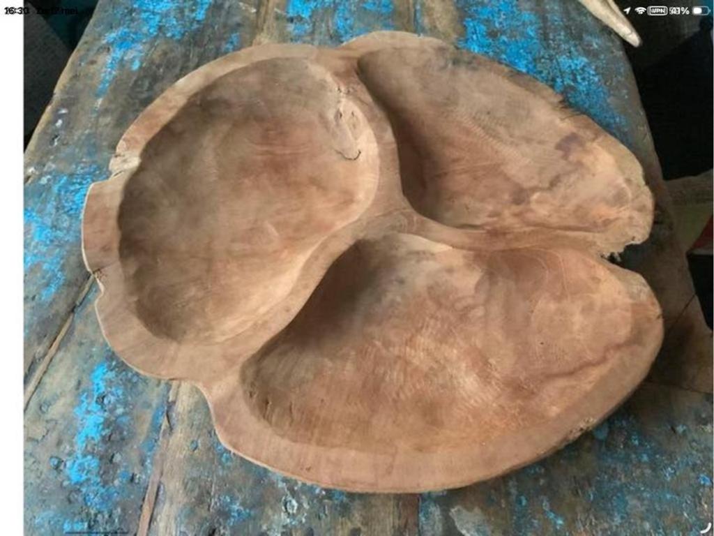 Brocante houten decoratieschaal, serveerschaal, landelijk, Tuin en Terras, Ophalen of Verzenden, Zo goed als nieuw, Gietijzer