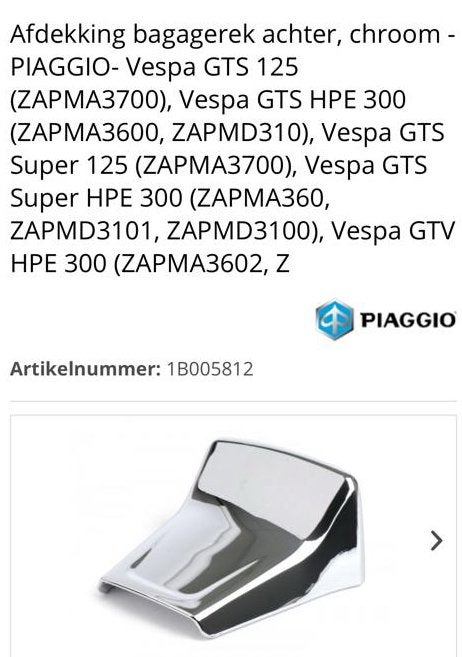 Afdek kap voor bagage rek chroom look Vespa Piaggio, Fietsen en Brommers, Ophalen of Verzenden, Zo goed als nieuw