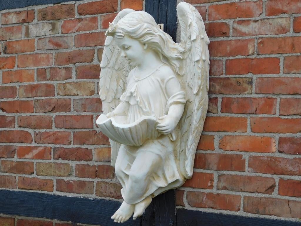 Engel met schaal - polystone - wanddecoratie, Kunststof, Engelenbeeld, ., Nieuw
