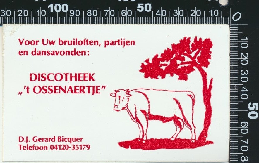 Sticker: Discotheek Het Ossenaertje, Ophalen of Verzenden, Zo goed als nieuw, Bedrijf of Vereniging