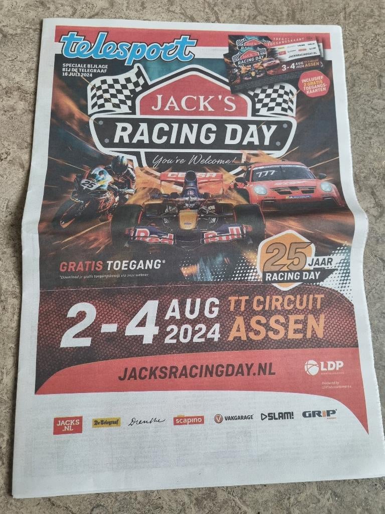 Jack's racing day Circuit Assen 2024, Verzamelen, Ophalen of Verzenden, 1980 tot heden, Krant