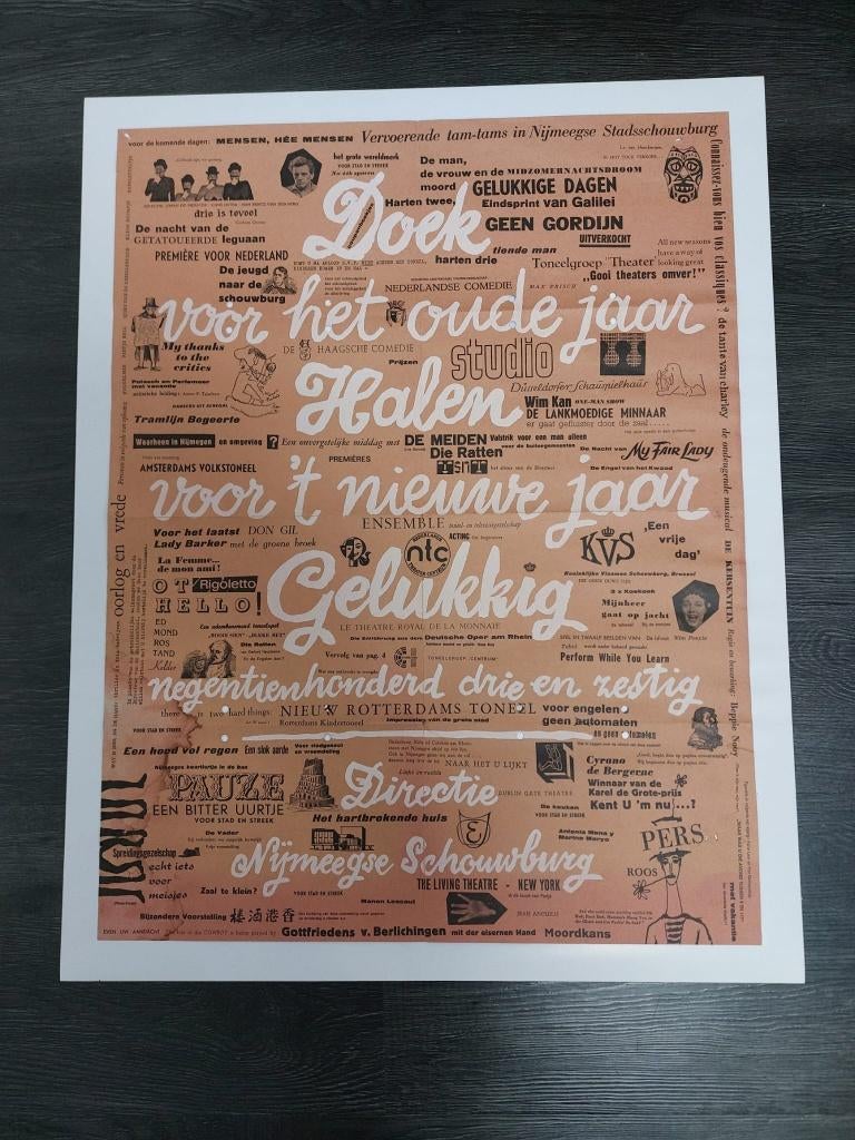 poster schouwburg Nijmegen 1963, Verzamelen, Ophalen, A1 t/m A3, Reclame, Rechthoekig Staand