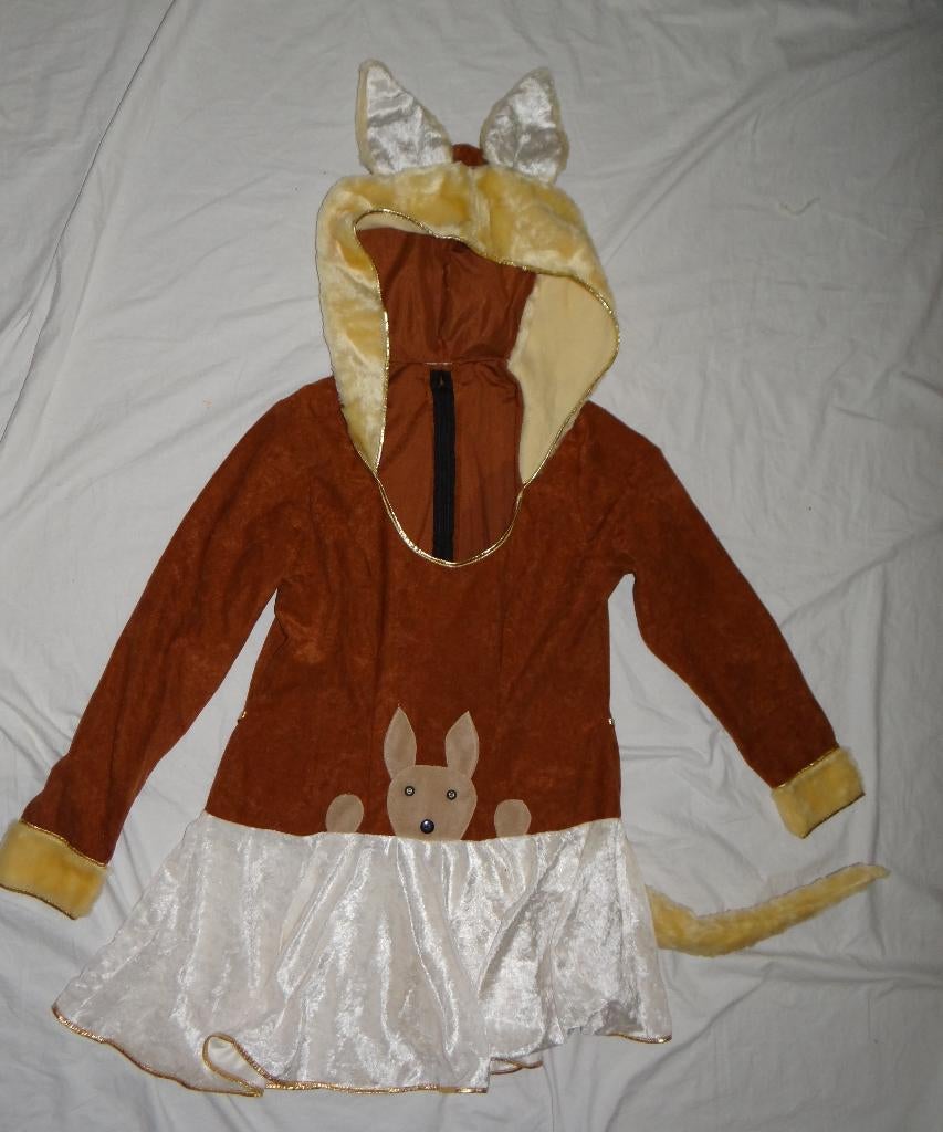 Leuke bruin/wit/goud KANGAROE jurk, Ophalen, Carnaval, Maat 42/44 (L), Kleding
