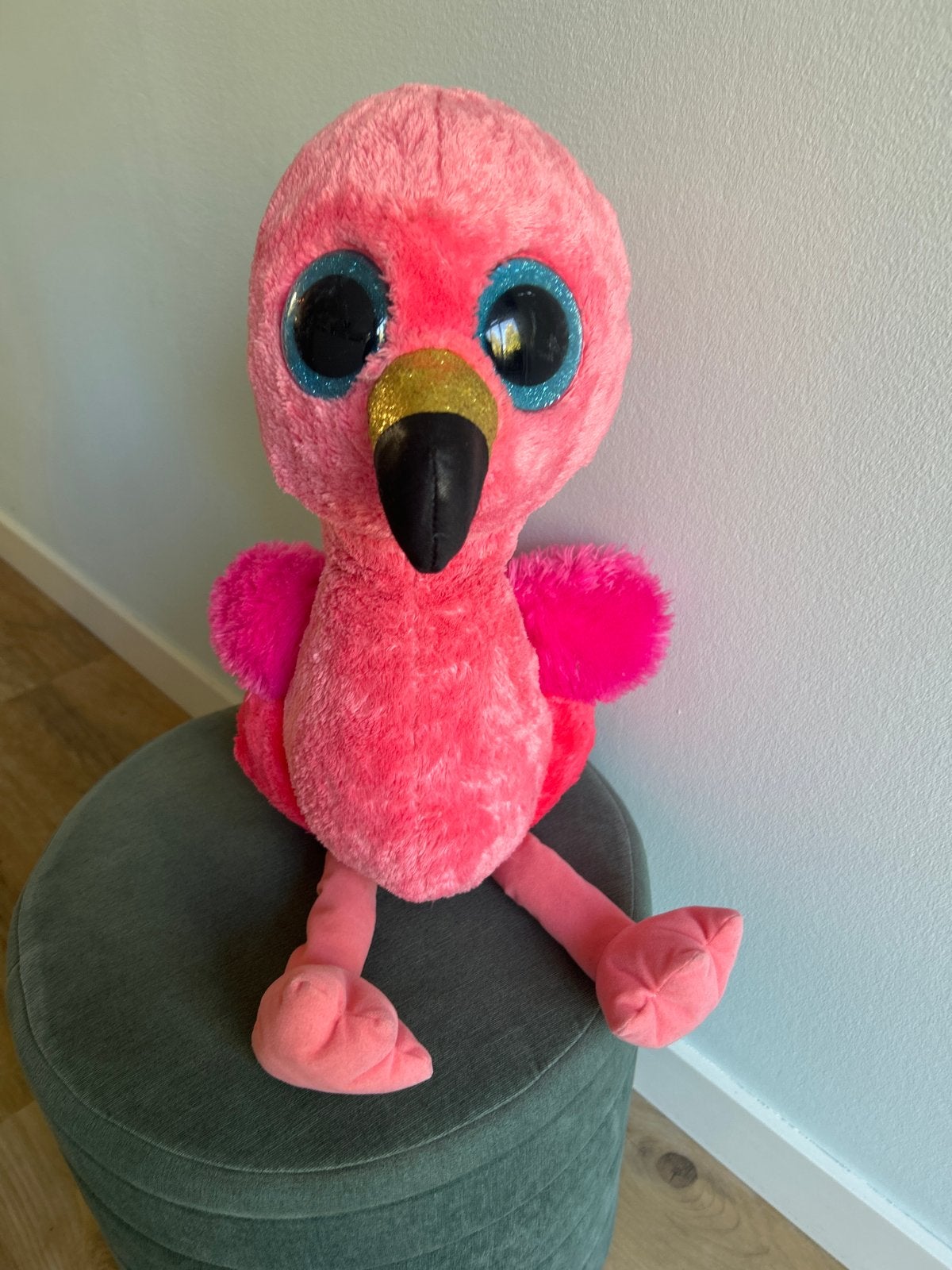 Roze Flamingo Knuffel van Ty met Grote Glitters Ogen, Ophalen, Overige typen, Zo goed als nieuw, Middelgroot (20 tot 80 cm)