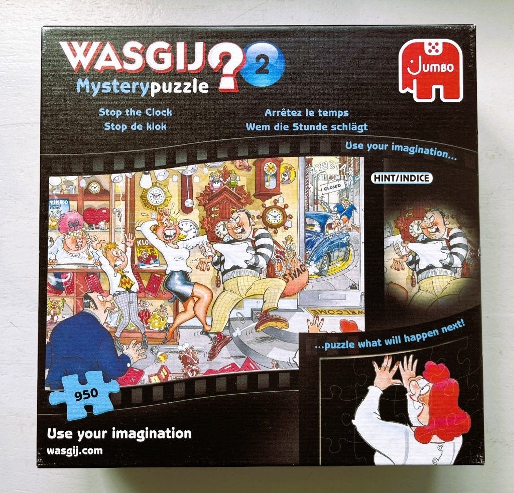 WasGij? Mystery Puzzel 950 - Stop de klok!, Ophalen of Verzenden, 500 t/m 1500 stukjes, Zo goed als nieuw, Legpuzzel