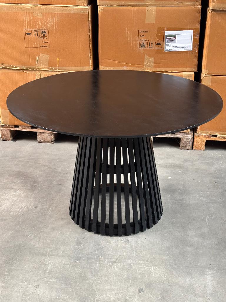 Magazijn Leegverkoop: Montana Eettafel Rond Walnoot/Zwart, Huis en Inrichting, Tafels | Eettafels, Nieuw, 100 tot 150 cm, 100 tot 150 cm