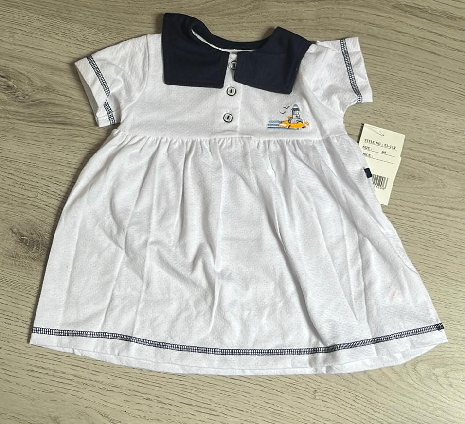 Schattig wit babyjurkje met zeeman kraagje, Kinderen en Baby's, Ophalen of Verzenden, Nieuw, Meisje