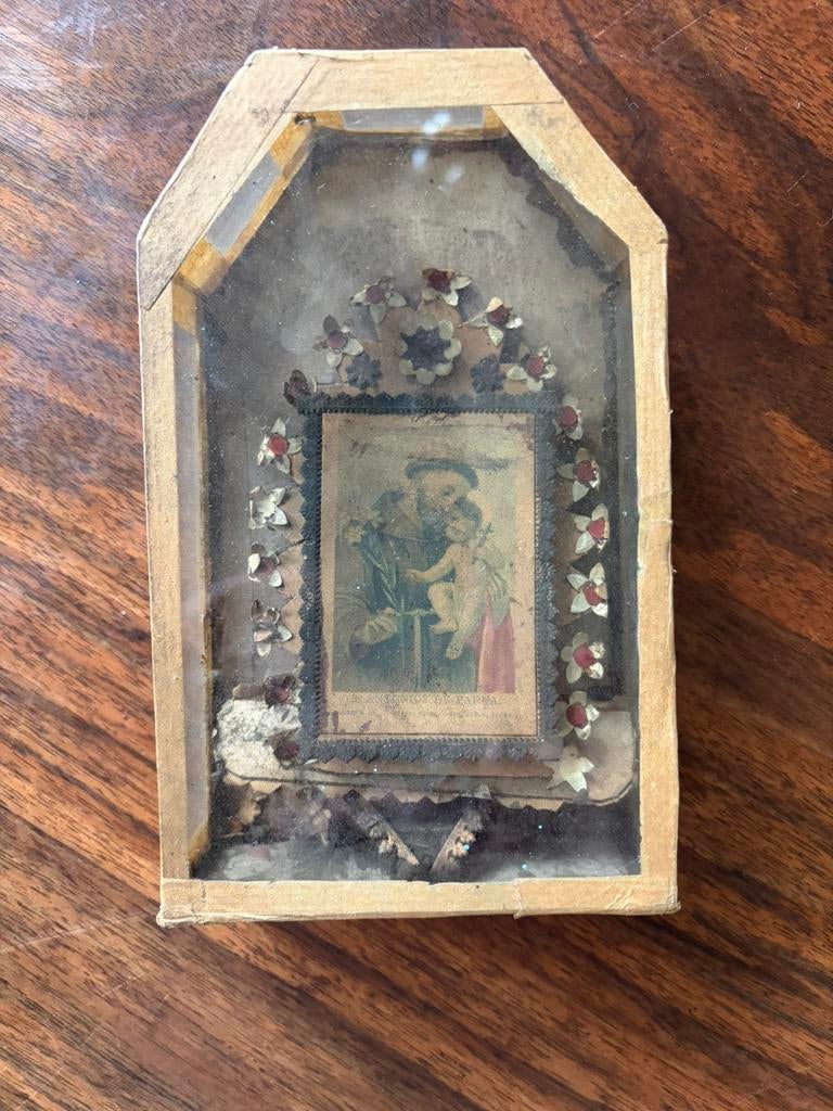 Antieke reliekhouder / devotioneel huisaltaartje, Ophalen of Verzenden