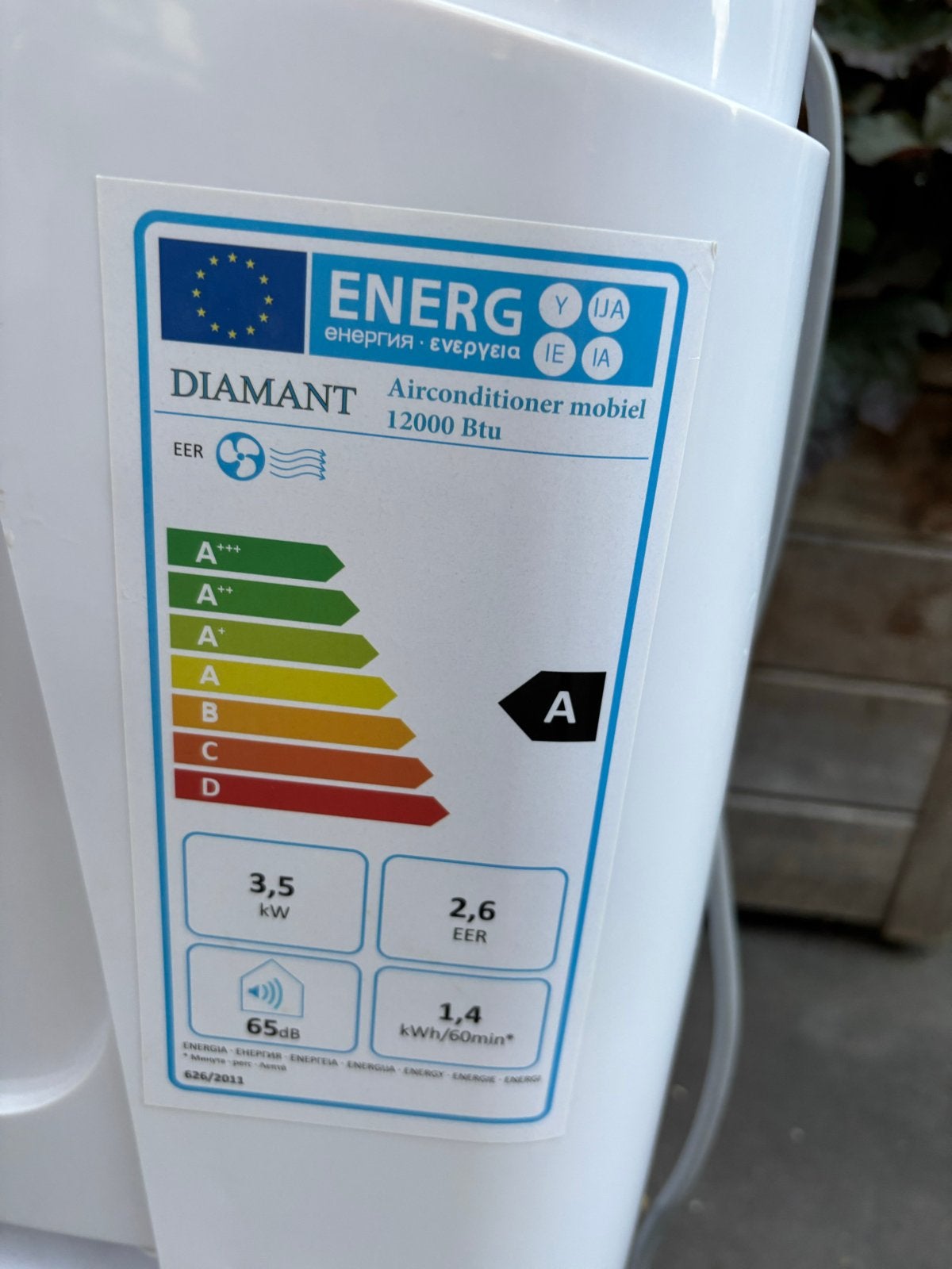 Defecte Mobiele Airco Diamant 12000 Btu - Lekkage, Ophalen, 3 snelheden of meer, Energieklasse A of zuiniger, Koelen en Ontvochtigen