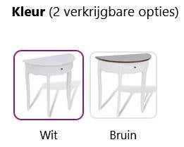 Sidetable wandtafel halfrond wit bruin + lade GRATIS BEZORGD, 50 tot 100 cm, Verzenden, Rond, Nvt