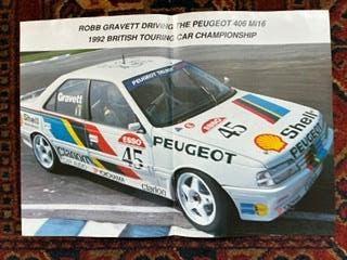 Poster Peugeot 406 Mi16 BTCC 1992, Ophalen of Verzenden, Zo goed als nieuw, Auto's