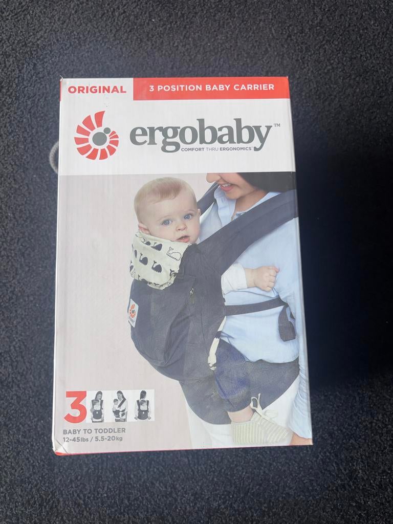 Ergobaby draagzak met walvisprint, inclusief doos, Overige merken, Gebruikt, Ophalen of Verzenden, Buik, Rug of Zij