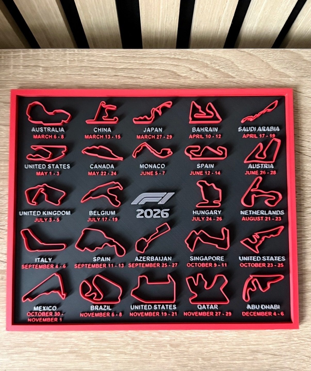 F1 2026 Kalender Circuit Muurdecoratie 3D, Ophalen of Verzenden, Nieuw, Formule 1