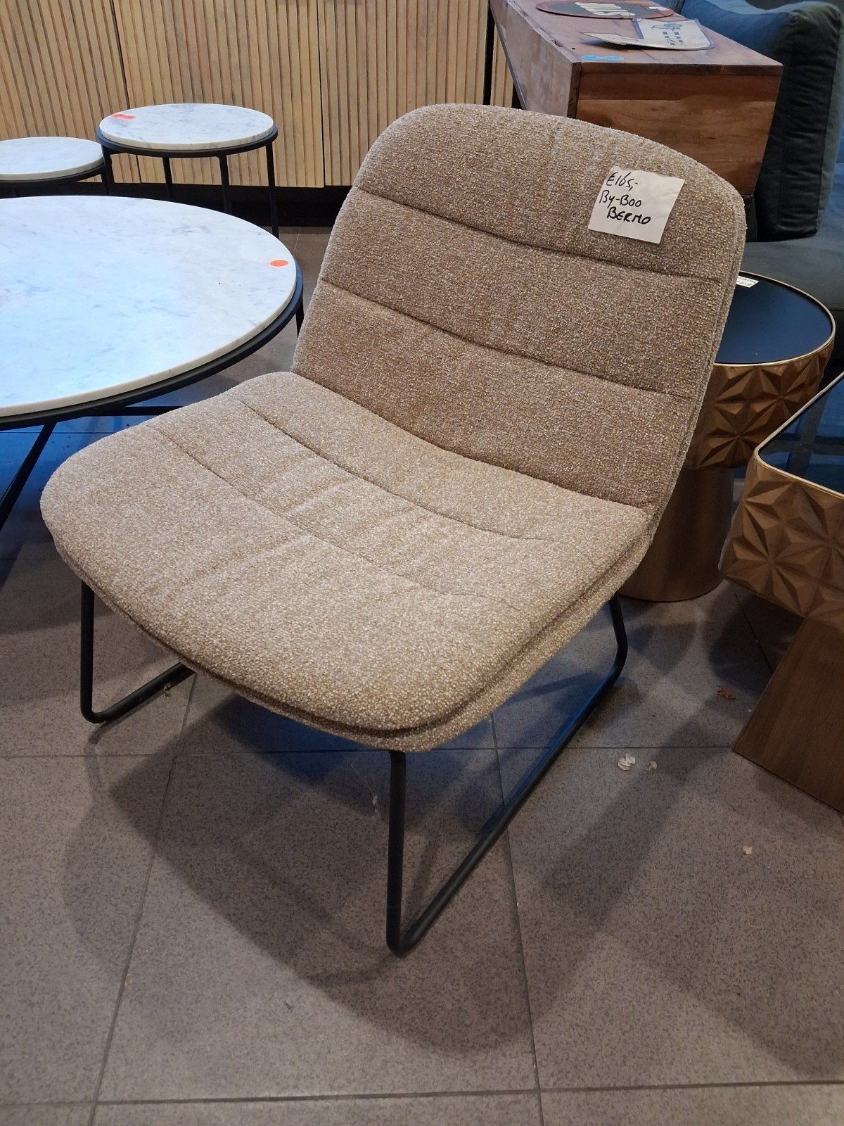 nieuwe By-Boo Bermo fauteuil beige structuur stof €140, Huis en Inrichting, Ophalen, ., Minder dan 75 cm, Nieuw