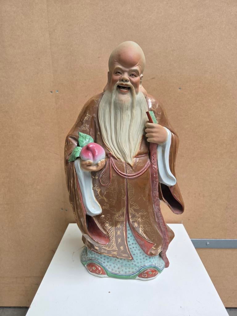 Vintage Chinees porseleinen beeld van Shou Lao, Antiek en Kunst, Ophalen of Verzenden