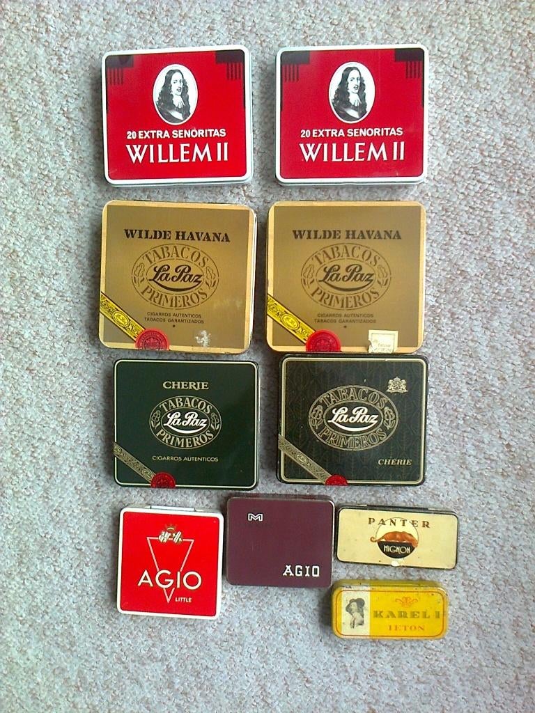 sigaren blikjes leeg  h, Verzamelen, Ophalen of Verzenden, Gebruikt, Sigarenbandjes