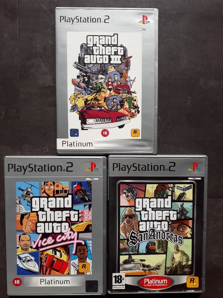 PS2 Set - Grand Theft Auto - GTA III San Andreas Vice City, Spelcomputers en Games, Avontuur en Actie, Vanaf 18 jaar, 1 speler