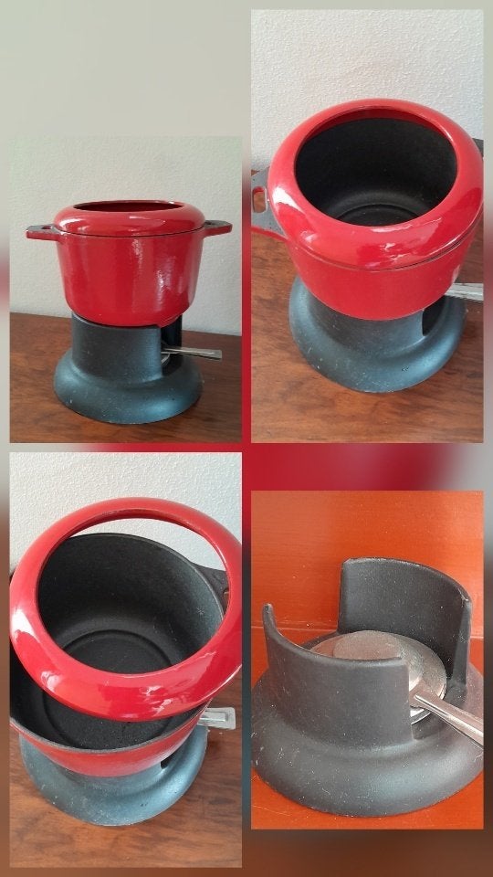 Pan voor vleesfondue + rechaud, Ophalen of Verzenden, Gebruikt, Gietijzer, Overige typen