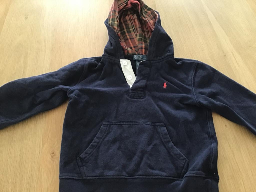 Ralph Lauren Trui Jongens - Donkerblauw met Geruite Capuchon, Ophalen of Verzenden, Gebruikt, Jongen, Trui of Vest