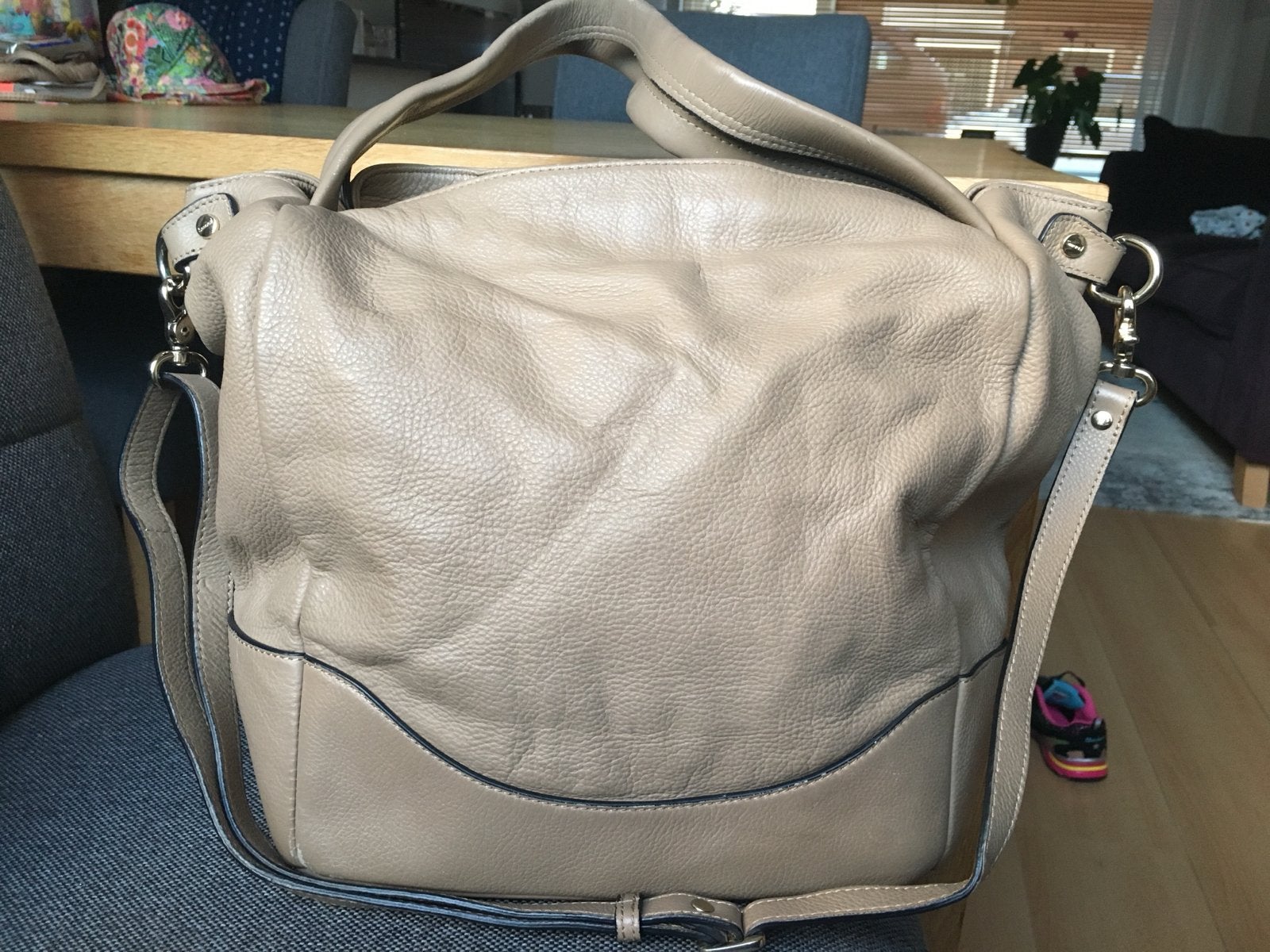 Smaak Amsterdam Leren Handtas/Schoudertas - Beige, Ophalen of Verzenden, Gebruikt, Beige, Handtas
