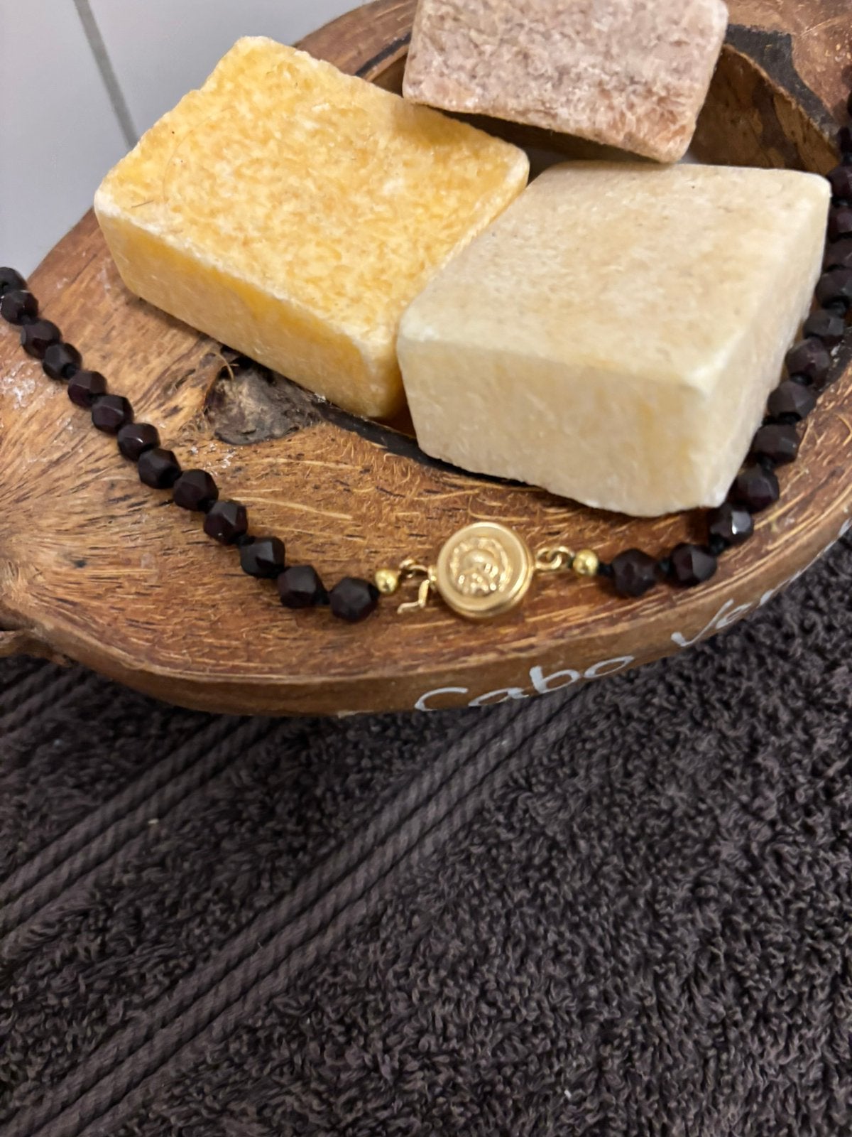 Antieke granaat ketting met gouden slot, Ophalen of Verzenden