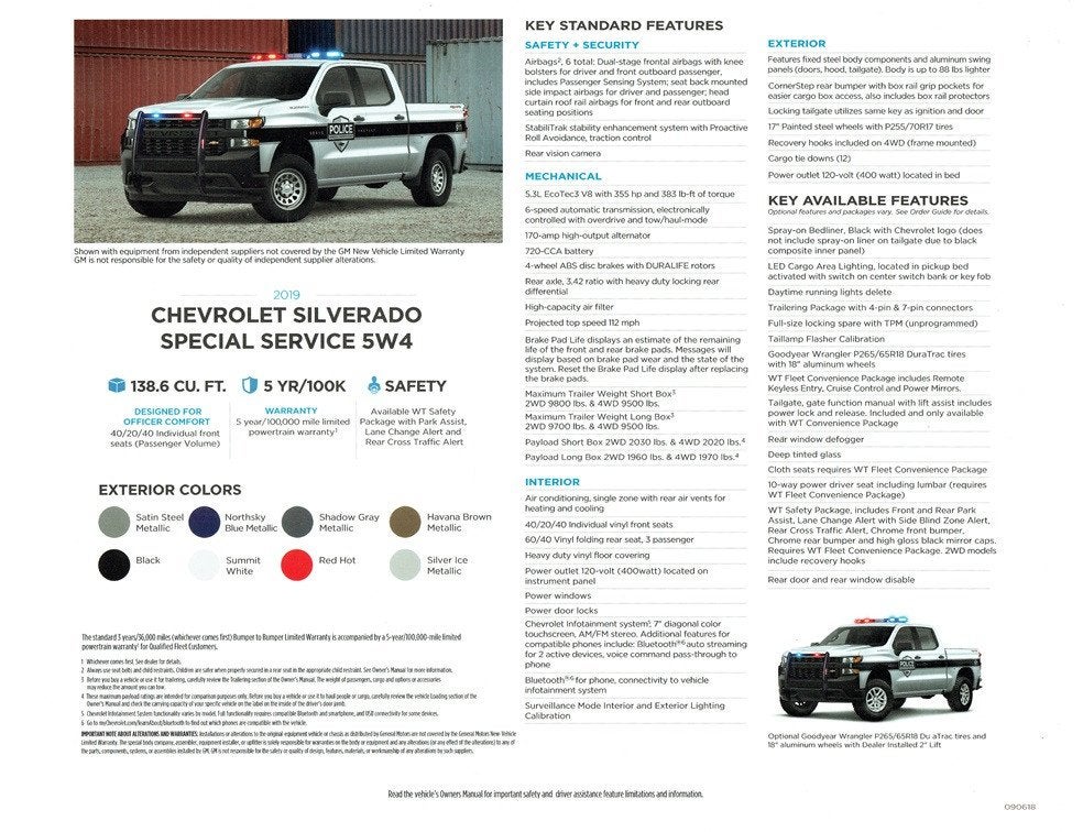 Folder Chevrolet Silverado 'Police' en Bolt EV (2019), Verzenden, Gelezen, Chevrolet