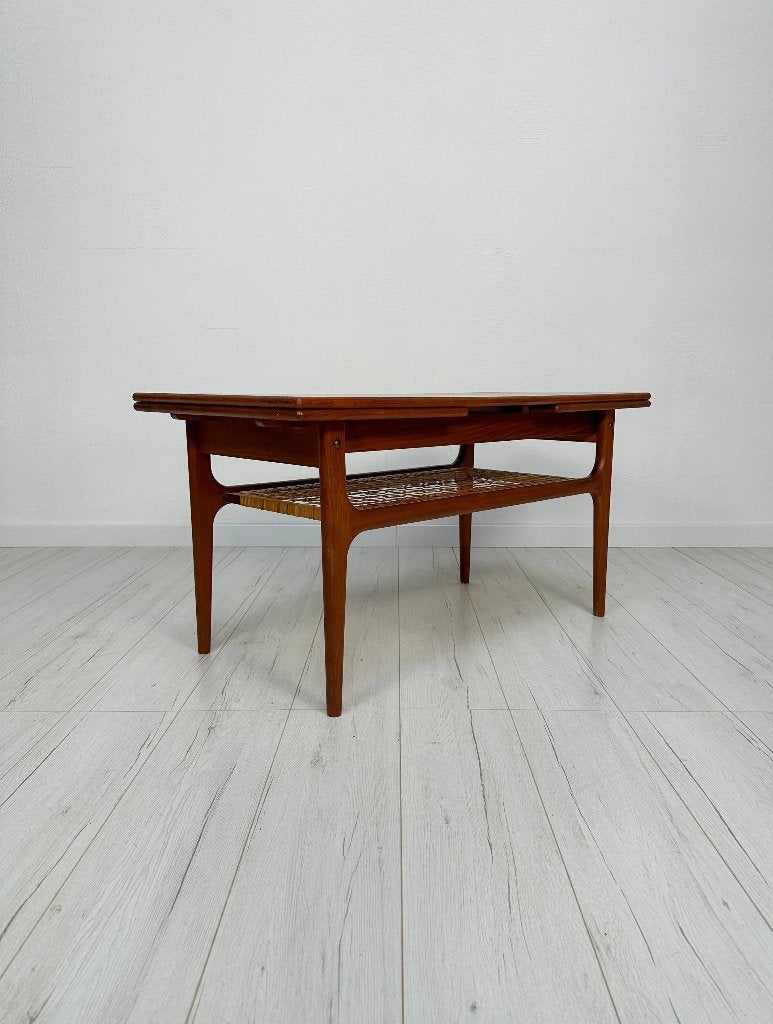 Trioh uitschuifbare teak salontafel Deens vintage jaren 60, Ophalen of Verzenden, Zo goed als nieuw, Teakhout, Vintage
