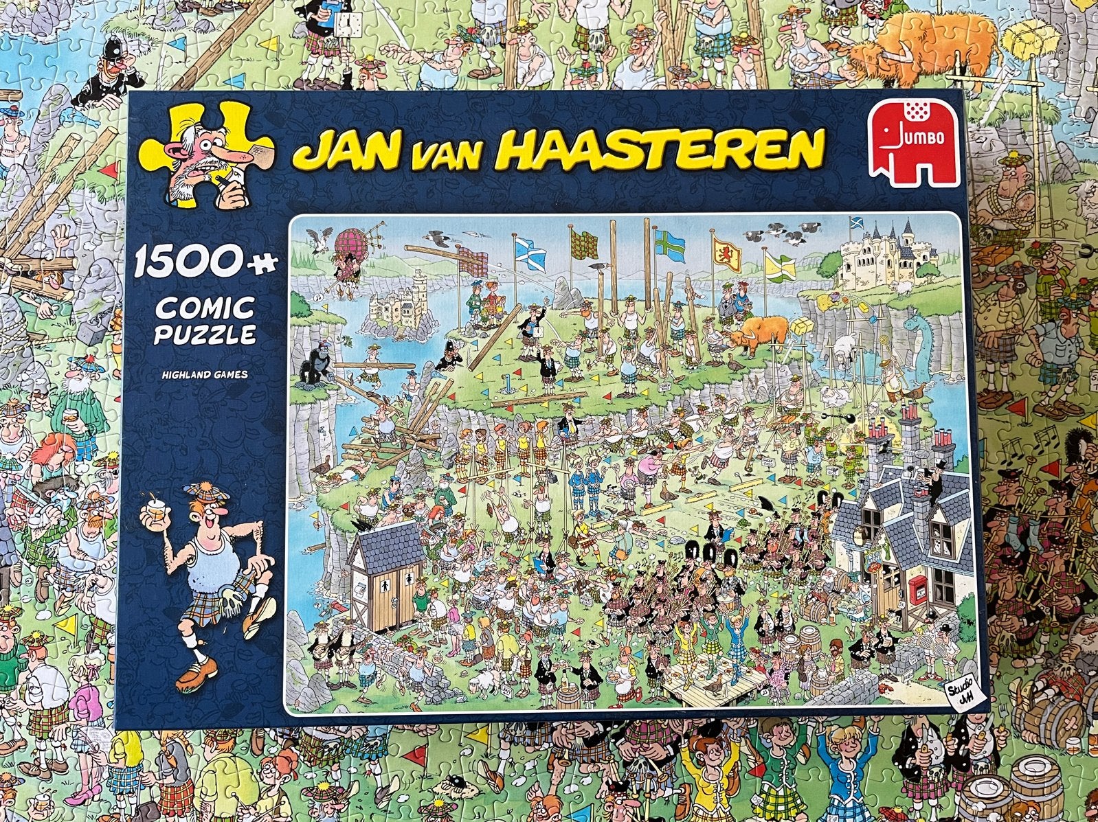 Jan van Haasteren Highland Games 1500 Stukjes, Ophalen of Verzenden, Meer dan 1500 stukjes, Zo goed als nieuw, Legpuzzel