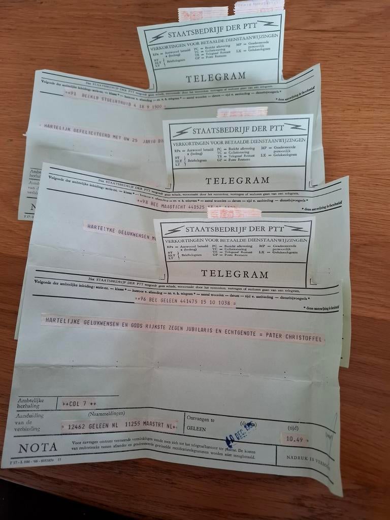 PTT Telegrammen & Nota's - 25-jarig Jubileum (Jaren '60), Ophalen of Verzenden, 1960 tot 1980