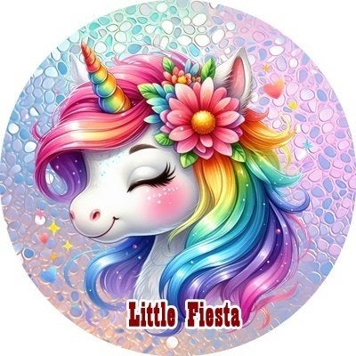 lf1090 icing frosting eenhoorn 17cm eetbare taart print, Ophalen of Verzenden, Nieuw, Taarten, Versiering