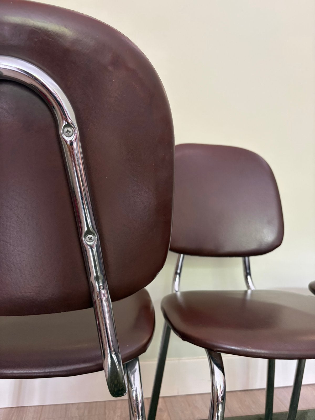Vintage buisframe stoelen (3) – bruin skai & chroom bauhaus, Ophalen