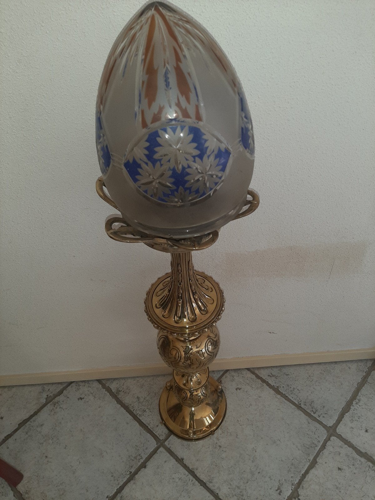 Antieke Art Deco hanglamp met Glazen Kap, Ophalen