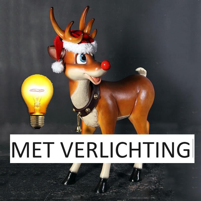 Standing Reindeer – Rendier met verlichte Neus Hoogte 115 cm, Diversen, Kerst, Ophalen, HorecaBeelden, Nieuw, HorecaBeelden