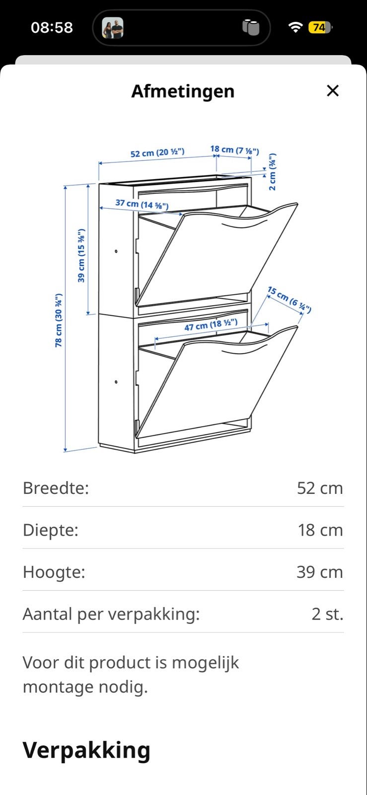IKEA TRONES Schoenenkast/Opberger - Wit (3 stuks), Ophalen, Gebruikt